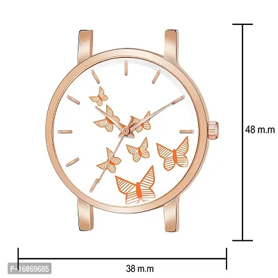 KIROH Analogue Butterfly Designer Leather Strap Watch for Girl's and Women (Peach)-thumb3