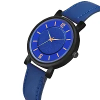 KIROH Analogue Round Dial Stylish Premium Leather Strap Watch for Girls and Women (Pack of -2, Peach-Blue)-thumb3