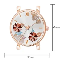 KIROH Analogue Flower Designer Leather Strap Watch for Girl's and Women (Brown)-thumb2