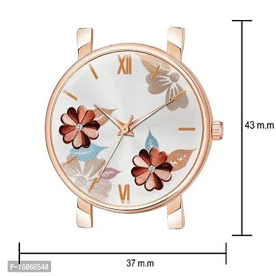 KIROH Analogue Flower Designer Leather Strap Watch for Girl's and Women (Brown)-thumb3