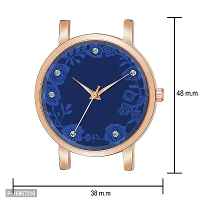 KIROH Analogue Dimond Designer Leather Strap Watch for Girl's and Women (Pink) (Blue)-thumb3