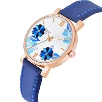 Flowered Dial  Premium Leather Strap  Analog Watch for girls and women-thumb1