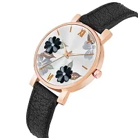 Flowered Dial  Premium Leather Strap  Analog Watch for girls and women-thumb1