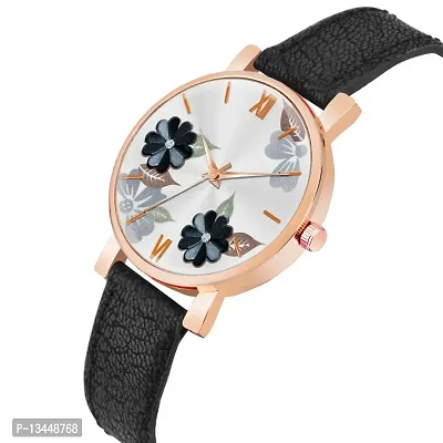 Flowered Dial  Premium Leather Strap  Analog Watch for girls and women-thumb2