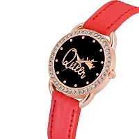 Kiarvi Gallery New  Diamond Designer Queen Dial  Leather Strap Analog Watch for girls and women-thumb1