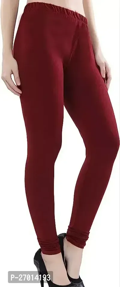 Fabulous Maroon Cotton Solid Leggings For Women