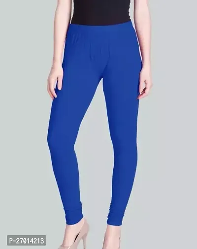 Fabulous Blue Cotton Solid Leggings For Women