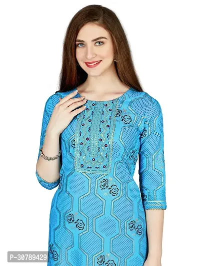 Stylish Blue Rayon Kurta Bottom Set For Women-thumb0