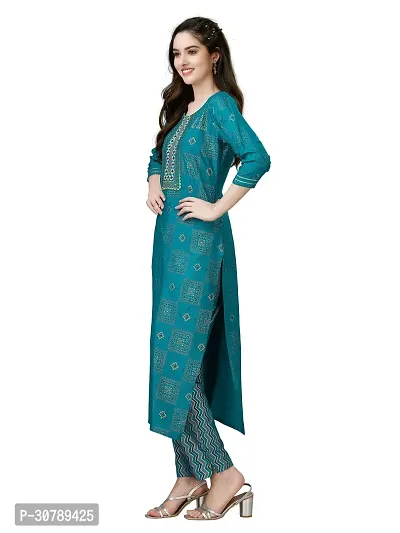 Stylish Blue Rayon Kurta Bottom Set For Women-thumb3