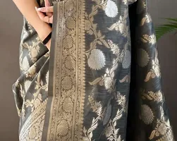 Stylish Grey Art Silk Saree with Blouse piece-thumb1