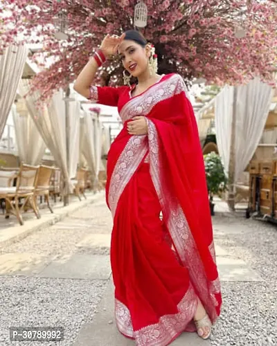 Stylish Red Art Silk Saree with Blouse piece-thumb0