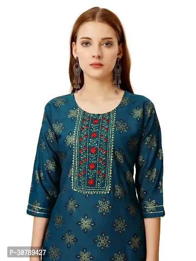 Stylish Blue Rayon Kurta Bottom Set For Women