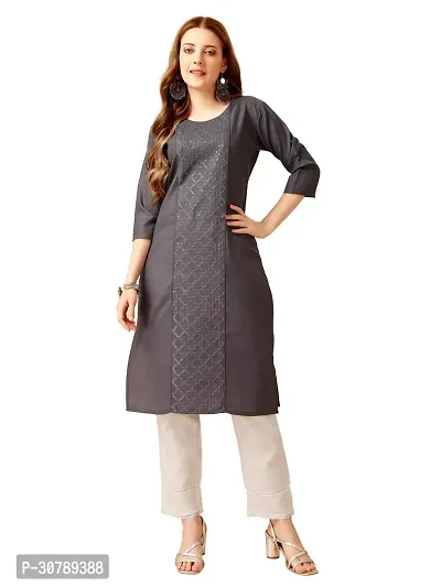 Stylish Grey Cotton Blend Kurta Bottom Set For Women