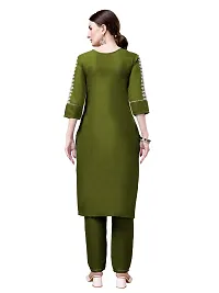 Stylish Green Cotton Blend Kurta Bottom Set For Women-thumb1