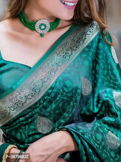 Stylish Green Art Silk Saree with Blouse piece-thumb2