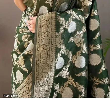 Stylish Green Art Silk Saree with Blouse piece-thumb2