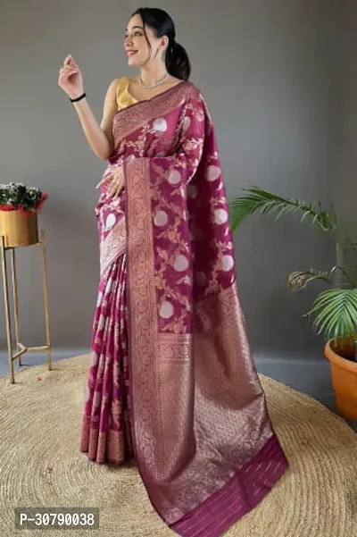 Stylish Magenta Art Silk Saree with Blouse piece