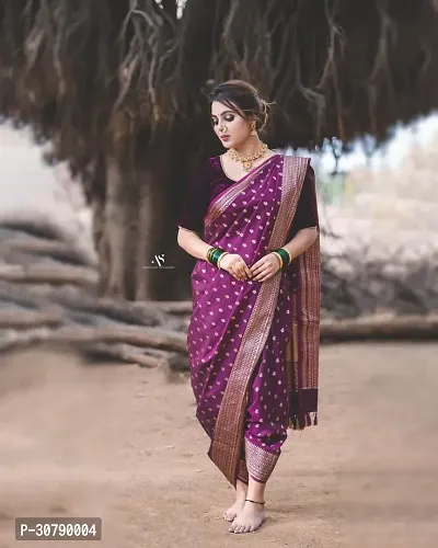 Stylish Purple Art Silk Saree with Blouse piece-thumb2