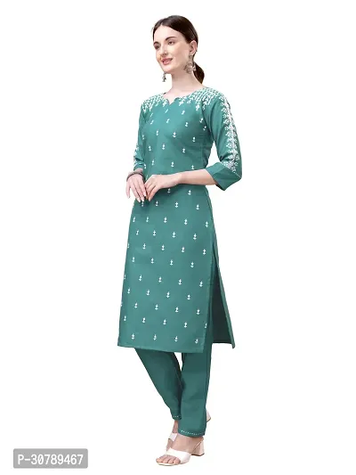 Stylish Blue Cotton Blend Kurta Bottom Set For Women-thumb3