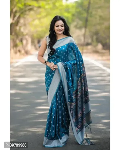 Stylish Blue Art Silk Saree with Blouse piece-thumb0