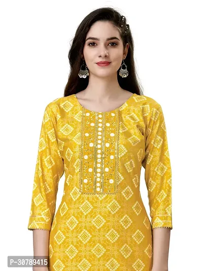 Stylish Yellow Rayon Kurta Bottom Set For Women-thumb0