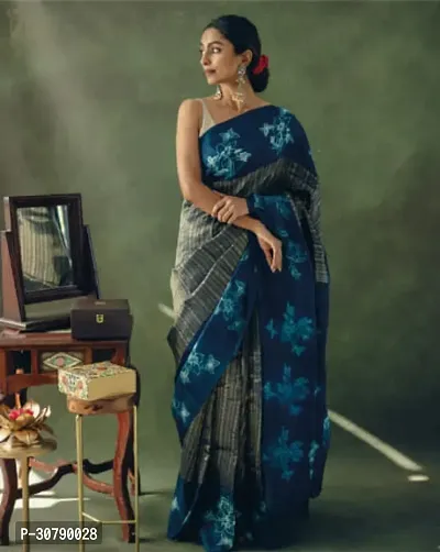 Stylish Blue Art Silk Saree with Blouse piece