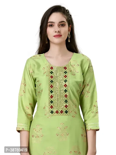 Stylish Green Rayon Kurta Bottom Set For Women