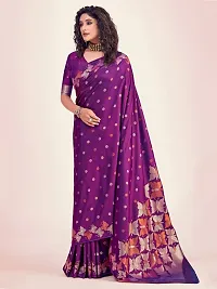 Stylish Purple Art Silk Saree with Blouse piece-thumb1