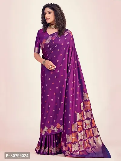 Stylish Purple Art Silk Saree with Blouse piece-thumb2