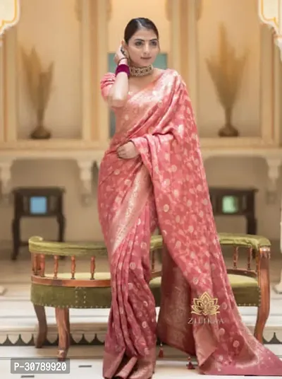 Stylish Pink Art Silk Saree with Blouse piece-thumb0