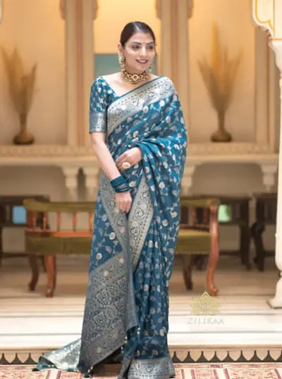 Elegant Silk Blend Saree with Blouse piece 