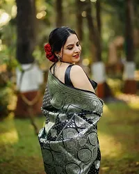 Stylish Black Art Silk Saree with Blouse piece-thumb1