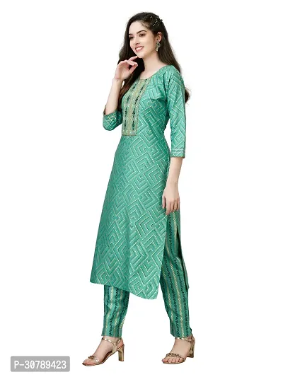 Stylish Green Rayon Kurta Bottom Set For Women-thumb3