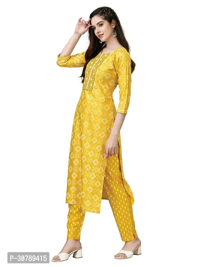 Stylish Yellow Rayon Kurta Bottom Set For Women-thumb3