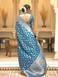 Stylish Blue Art Silk Saree with Blouse piece-thumb1