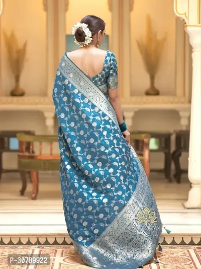 Stylish Blue Art Silk Saree with Blouse piece-thumb2