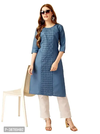 Stylish Blue Cotton Blend Kurta Bottom Set For Women