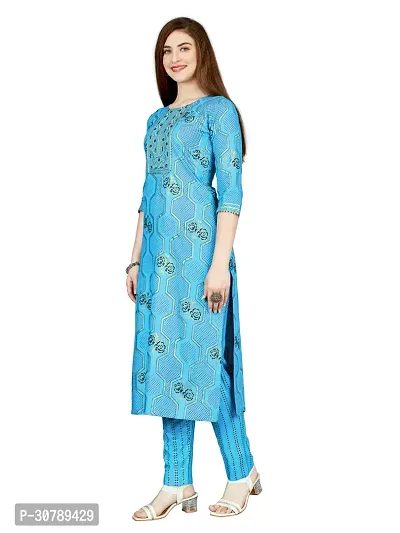 Stylish Blue Rayon Kurta Bottom Set For Women-thumb3