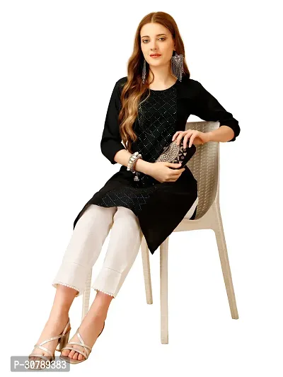 Stylish Black Cotton Blend Kurta Bottom Set For Women-thumb0