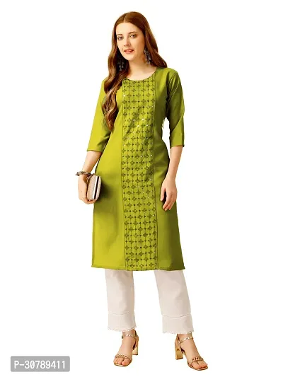 Stylish Green Cotton Blend Kurta Bottom Set For Women-thumb0