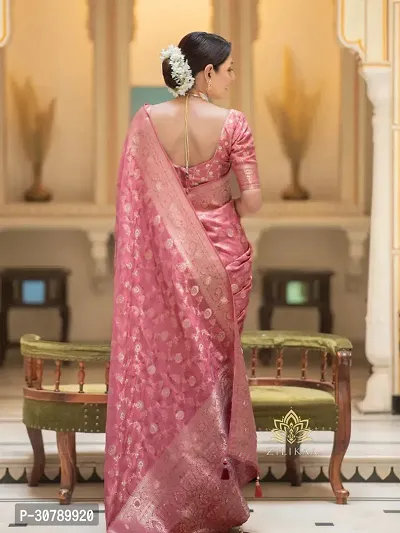 Stylish Pink Art Silk Saree with Blouse piece-thumb2