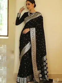 Stylish Black Art Silk Saree with Blouse piece-thumb1