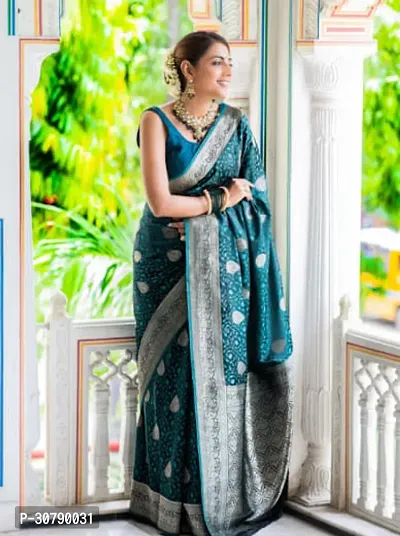 Stylish Blue Art Silk Saree with Blouse piece-thumb0