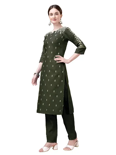 Stylish Cotton Embellished Straight Kurtis