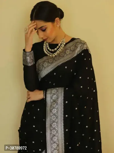 Stylish Black Art Silk Saree with Blouse piece-thumb0