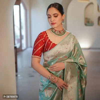 Stylish Green Art Silk Saree with Blouse piece