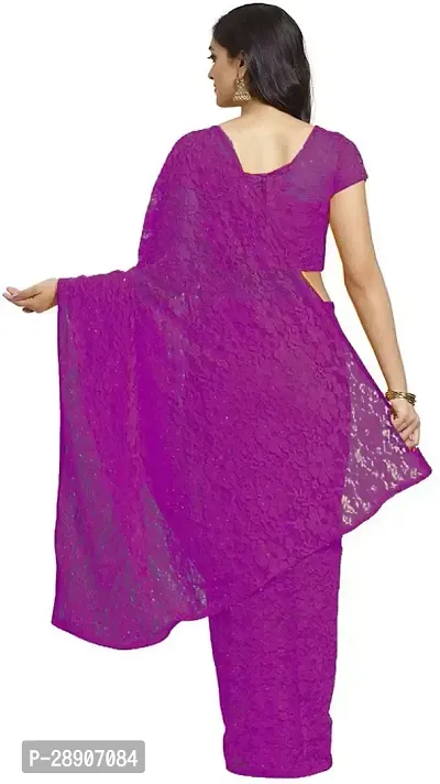 Stylish Net Saree with Blouse piece For Women-thumb2