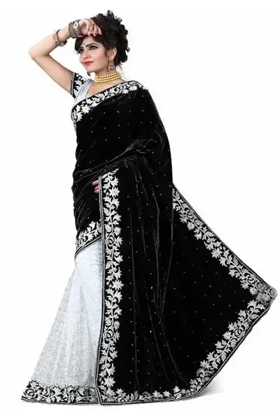 Stylish Velvet Saree with Blouse piece For Women