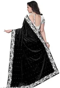 Stylish Velvet Saree with Blouse piece For Women-thumb1