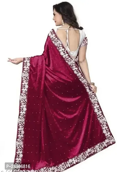 Stylish Velvet Saree with Blouse piece For Women-thumb2